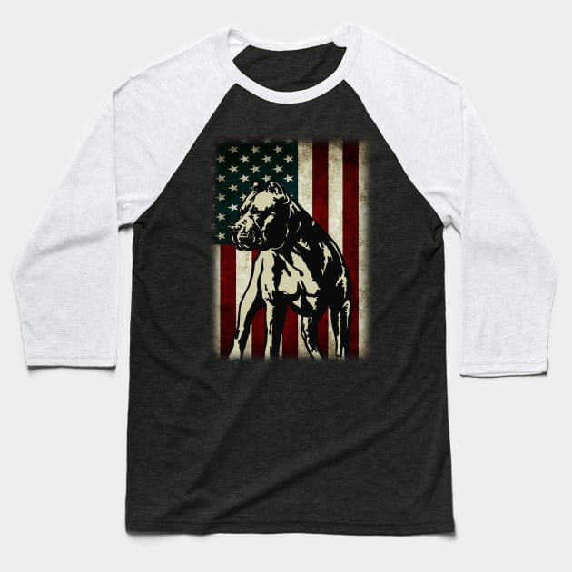 Funny Pitbull Patriotic 4th of July American Flag Gift Baseball T-Shirt by Kaileymahoney